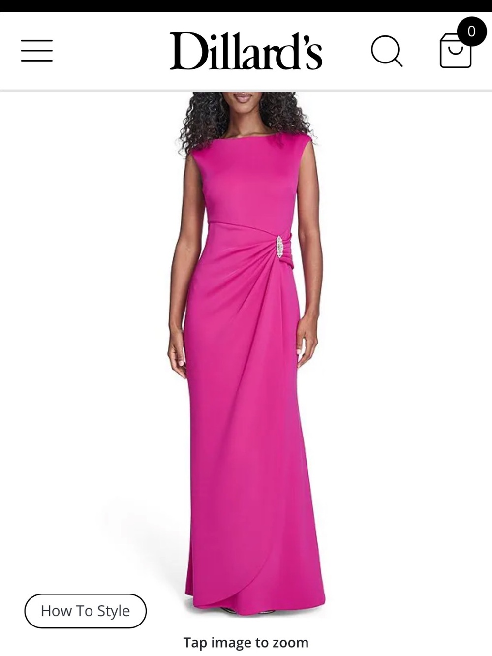 Jessica Howard Fuchsia Draped Evening Gown with Jewel Accent